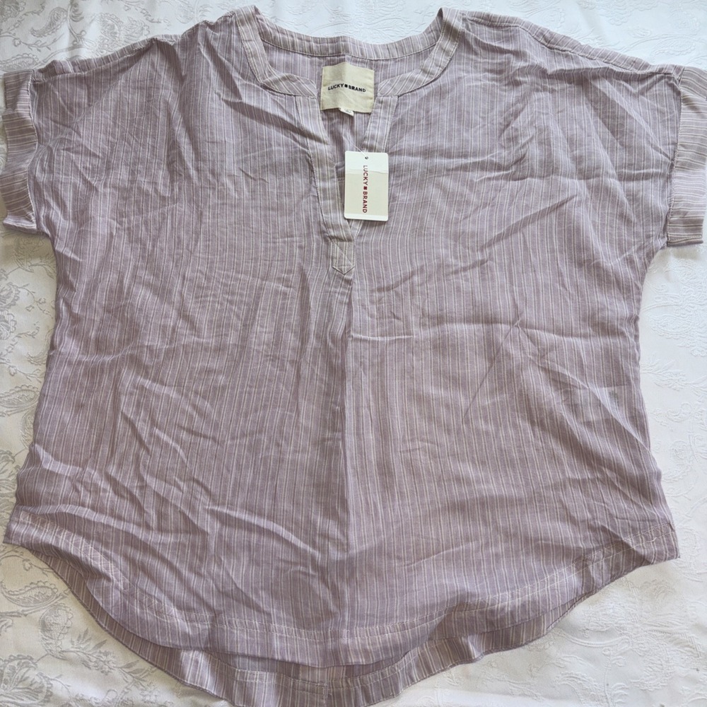 Lucky Brand Shirt Womens S Camp relaxed coastalcore minimalist cottagecore